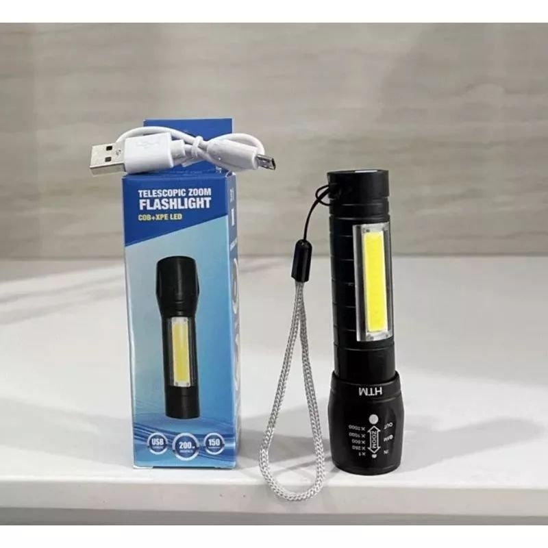 SR - Senter Swat Mini LED Zoom Super Terang / Lampu Senter USB Charger / Senter Swat Police Flashlig