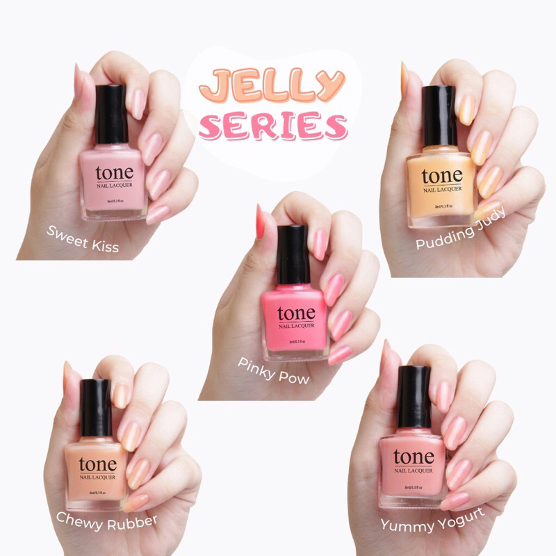 [BISA COD] TONE Nail Lacquer Jelly Series no 124-128 - Kuteks Tone - Kutek Tone - Kuteks Tone Jelly - Kutek Jelly