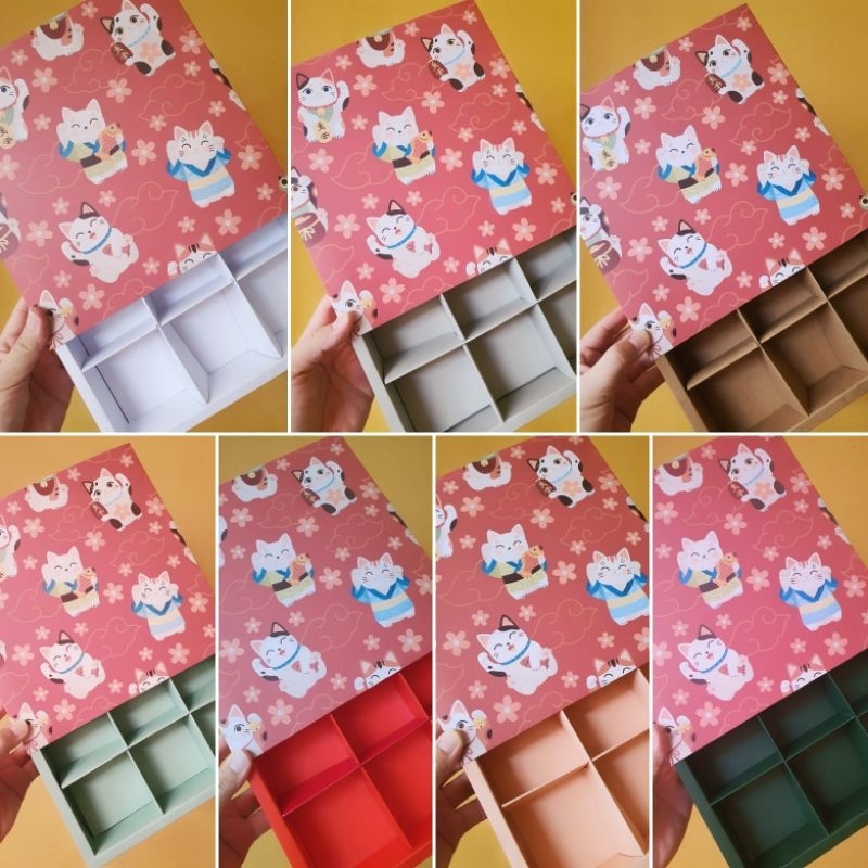 

Dus Fruitpie Sekat 9 uk. 7.3 x7.3 x 4.5 cm " LUCKY CAT " ( 1 Pack isi 5 pcs Dus )