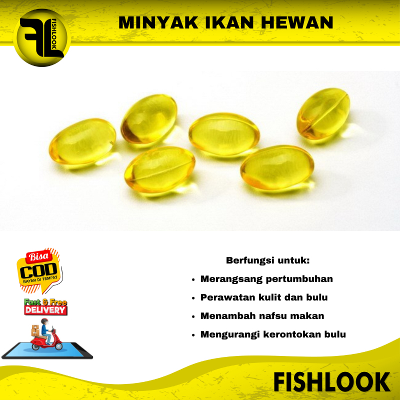 MINYAK IKAN FISH OIL VITAMIN OMEGA BULU KUCING ANJING HAMSTER 1 BUTIR