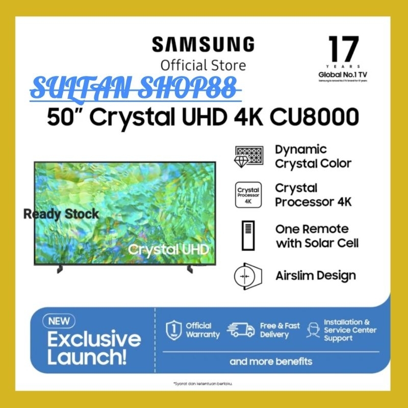 SAMSUNG LED TV 50CU8000 50 INCH CRYSTAL UHD 4K SMART TV I 50CU8000