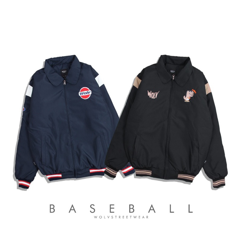 ORIGINAL WOLV Jaket Wolv Dino Black Jaket Baseball Jaket Pria Jaket Windbreakers Jaket Outdoor