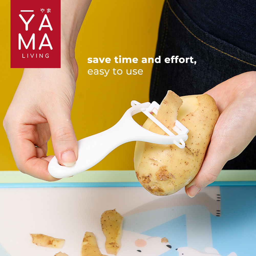 YAMA RASHI White Ceramic Peeler Pisau Pengupas Buah Sayur Putih Dapur