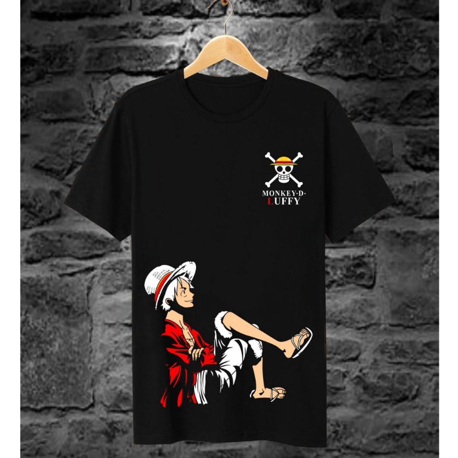 Baju Kaos T-shirt Distro Terbaru / Kaos One Piece Luffy Dududk Hitam / Kaos Kekinian / Kaos Anime / 