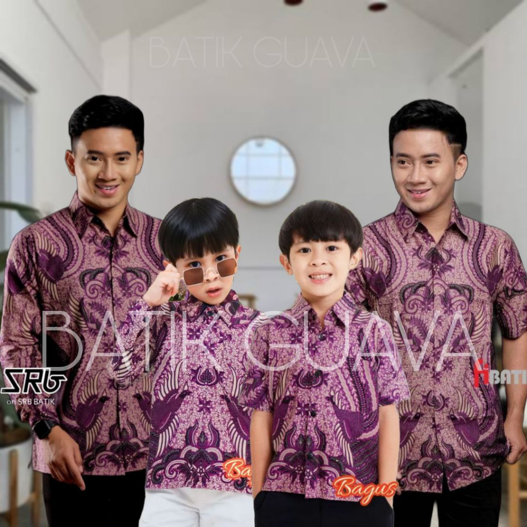 Couple Sweet - Terbaru Batik Ayah dan Anak Laki-laki Warna Ungu Purple Violet - Batik Bapak anak