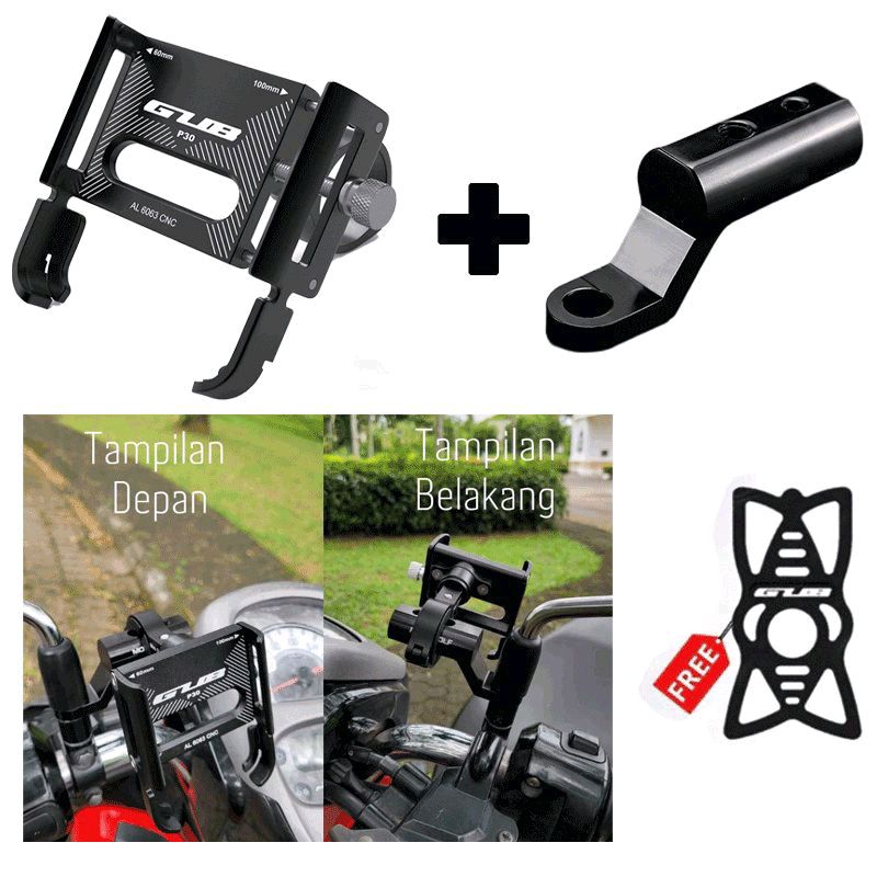 Paket GUB P30 Phone Holder + Bracket Spion MOTOWOLF ORIGINAL NMAX PCX ADV VARIO BEAT FAZZIO FILANO DLL