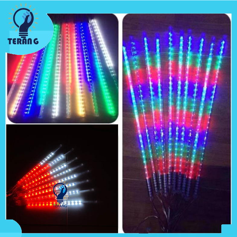 lampu meteor led isi 10 batang/50cm /jatuh rain snow taman hias meteor/lampu meteor 50cm rgb lampu h