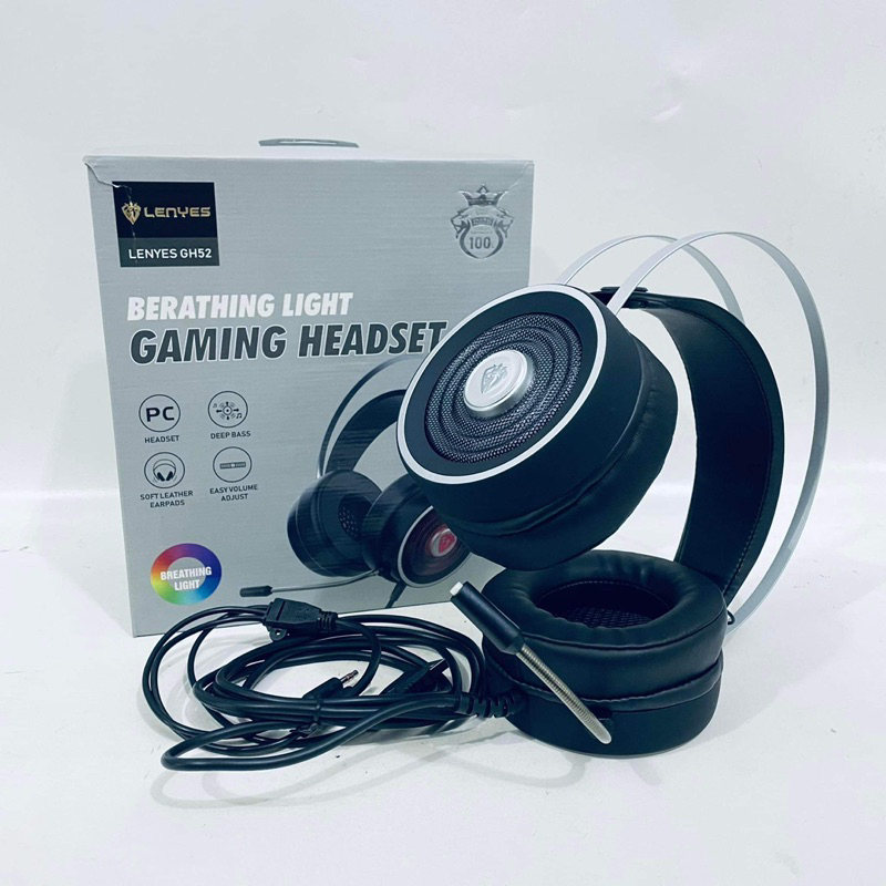 LENYES GH52 Headset Gaming Breathing Light Deep Bass Headphone original