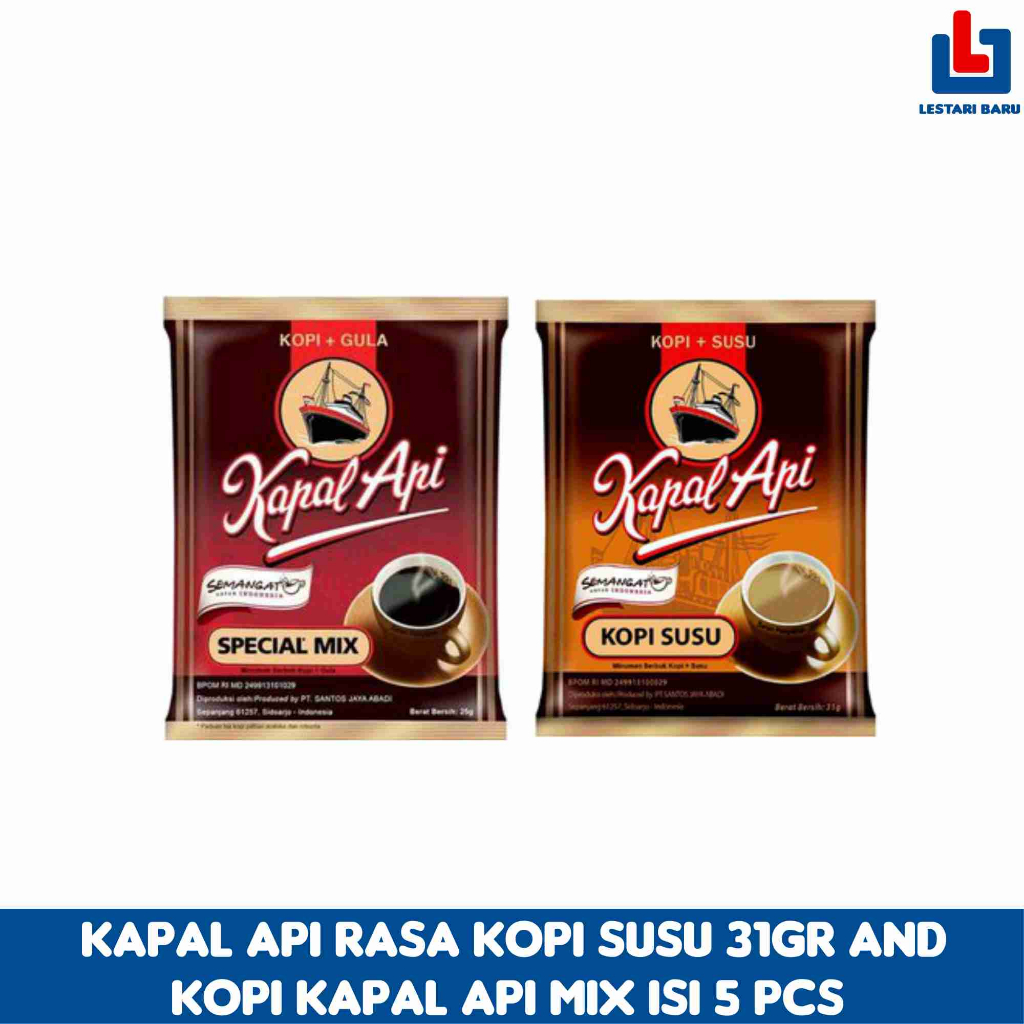 

Kapal Api Kopi Secangkir Semangat Rasa Kopi Susu 31gr & Kopi Kapal Api Mix Isi 5 pcs