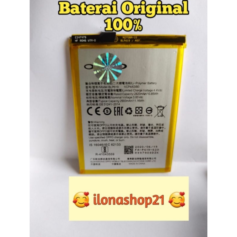baterai oppo a57 2016 oppo a39 BLP619 ORIGINAL 100%