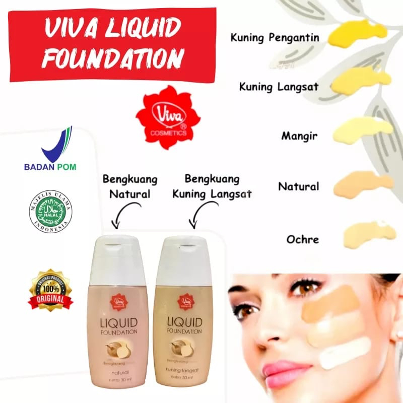 ✿ELYSABETHME✿ (🆅🅸🆅🅰) Viva liquid foundation with bengkuang alas bedak warna natural kuning langsat alas bedak bb cream alami