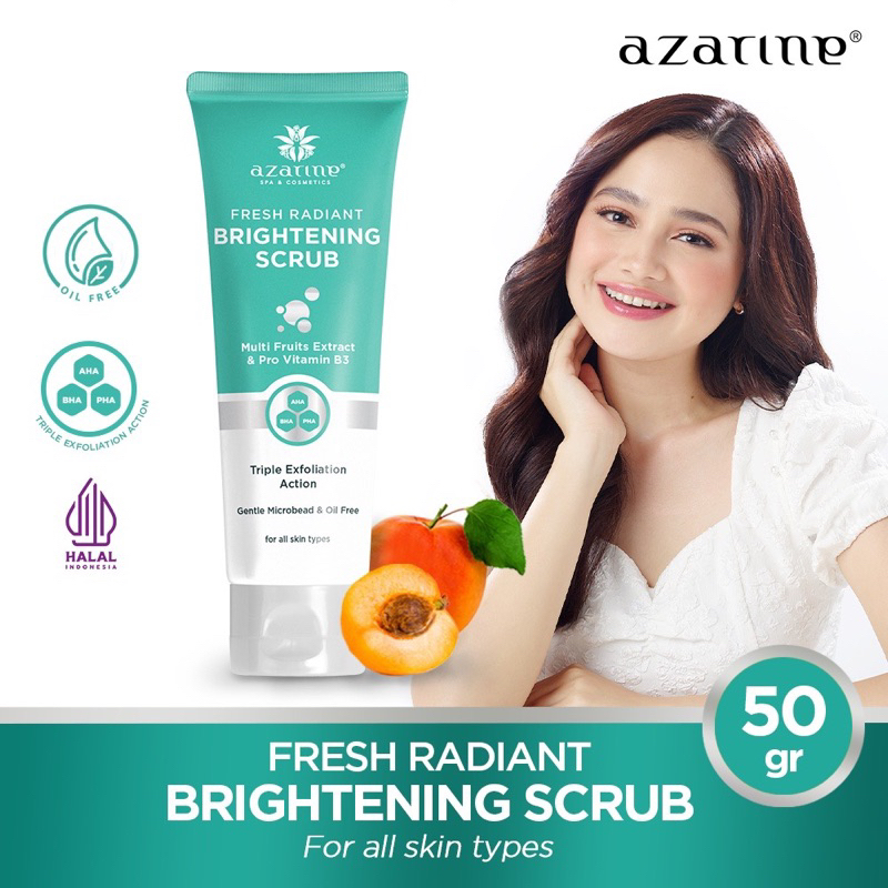 Azarine Fresh Radiant Brightening Scrub 50g Original BPOM Facial Face Wash Sabun Cuci Muka Mencerahkan