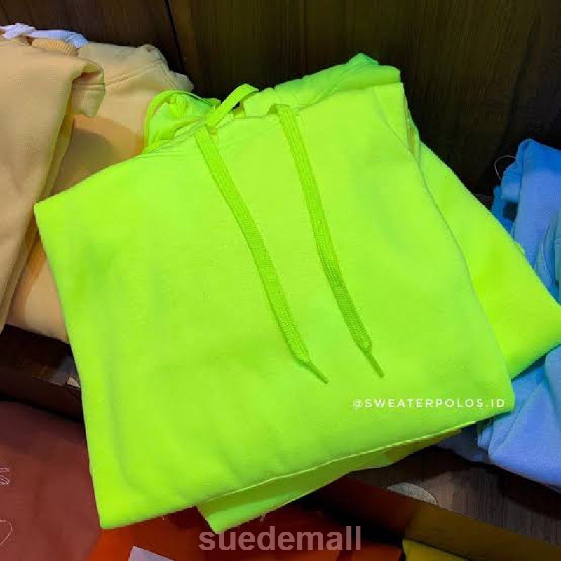 HOODIE JUMPER POLOS HIJAU NEON UNISEX M-XXL