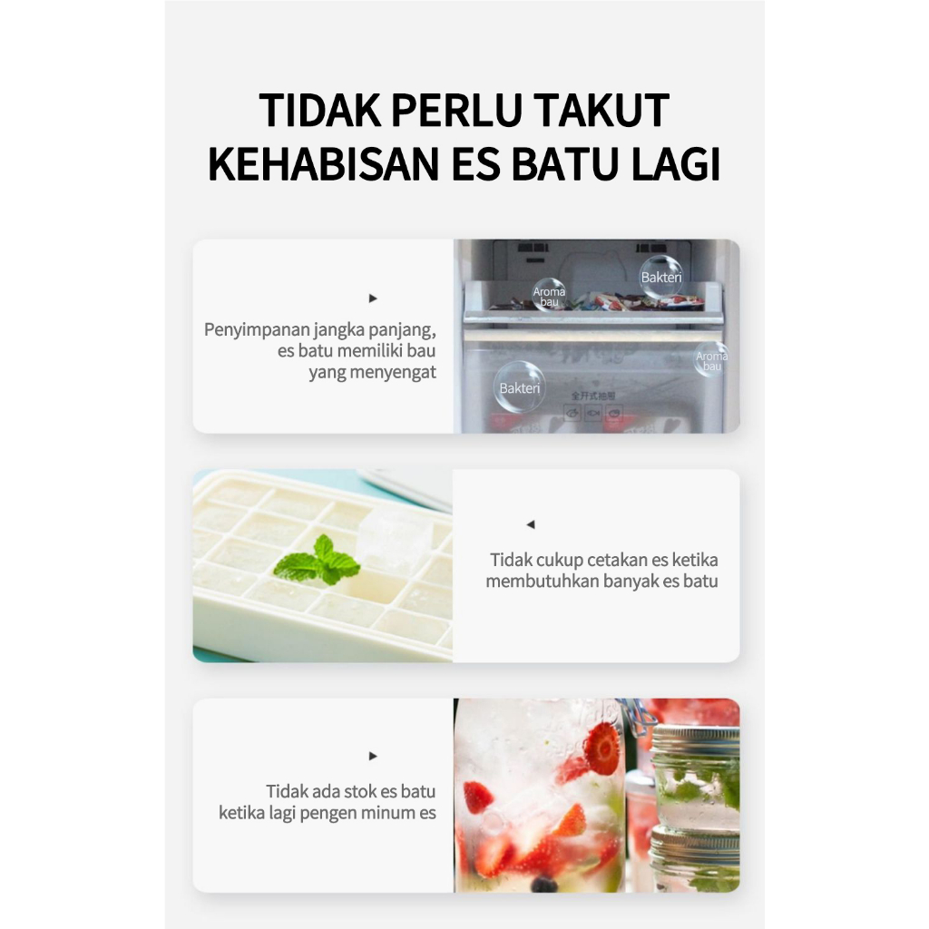 Cocok Untuk Rumah Mesin Es Iceler Portable / Mesin Es Cube Iceler 15kg Es Perhari 6 Keping Es diproduksi