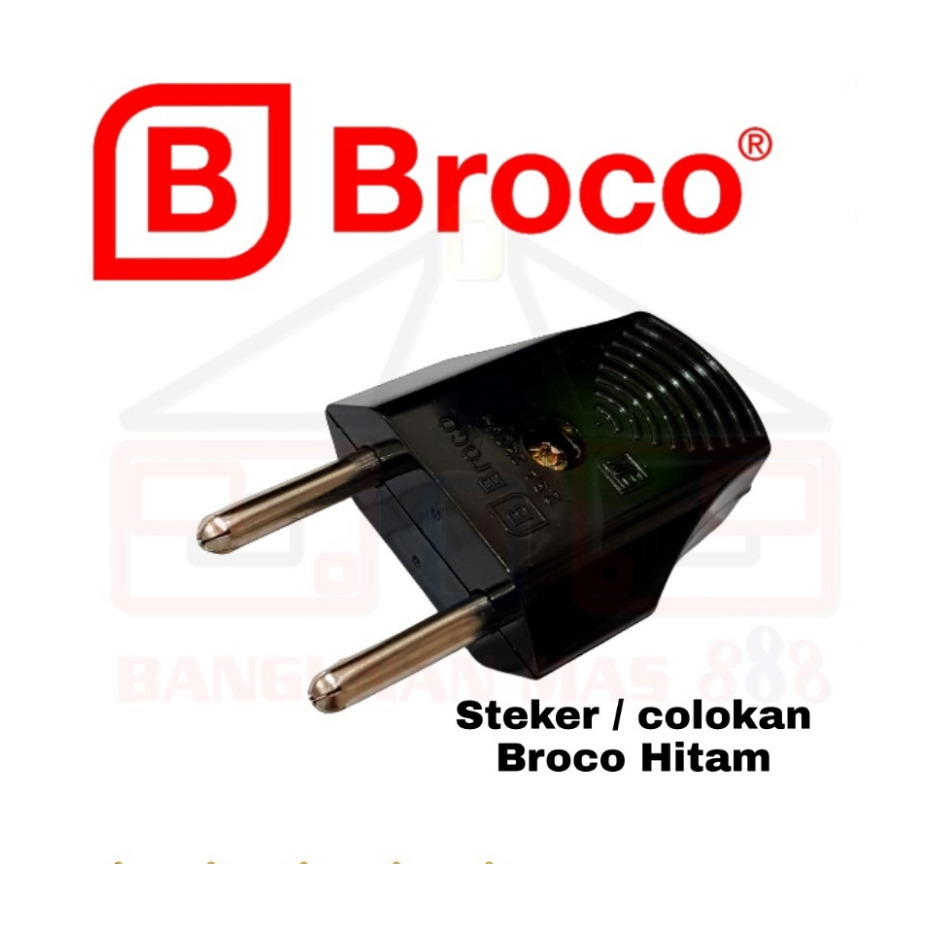 STEKER GEPENG BROCO - STEKER GEPENG HITAM BROCO - PROMO COLOKAN LISTRIK HITAM - GROSIR STEKER GEPENG