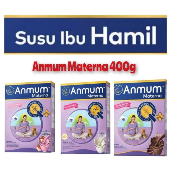 

Anmum Materna Susu Bubuk Strawberi White Chocolate, Cokelat, Vanilla Delight 400g-Susu Ibu Hamil