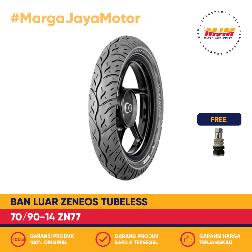 Ban Luar Zeneos ZN77 70/90-14 Tubeless Free Pentil