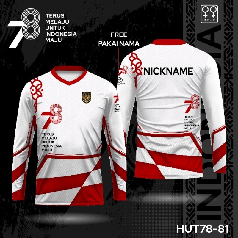 Jersey HUT RI 78 Kaos HUT RI 78 Jersey 17 Agustus Lengan Panjang Jersey Kemerdekaan