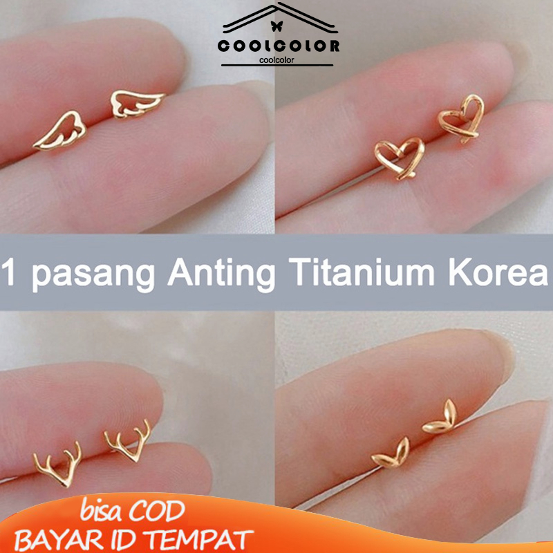 [Ready Stock]1 Pasang Anting Titanium Korea Anti Karat Dan Anti Luntur Murah Anting Cinta Hati Berlapis Fashion Wanita Sederhana Aksesoris Perhiasan Hadiah Ulang Tahun COD