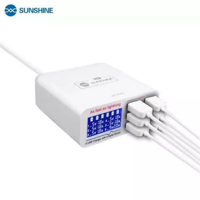 SMART ADAPTOR CHARGER SUNSHINE SS-304Q 6 PORT USB DIGITAL