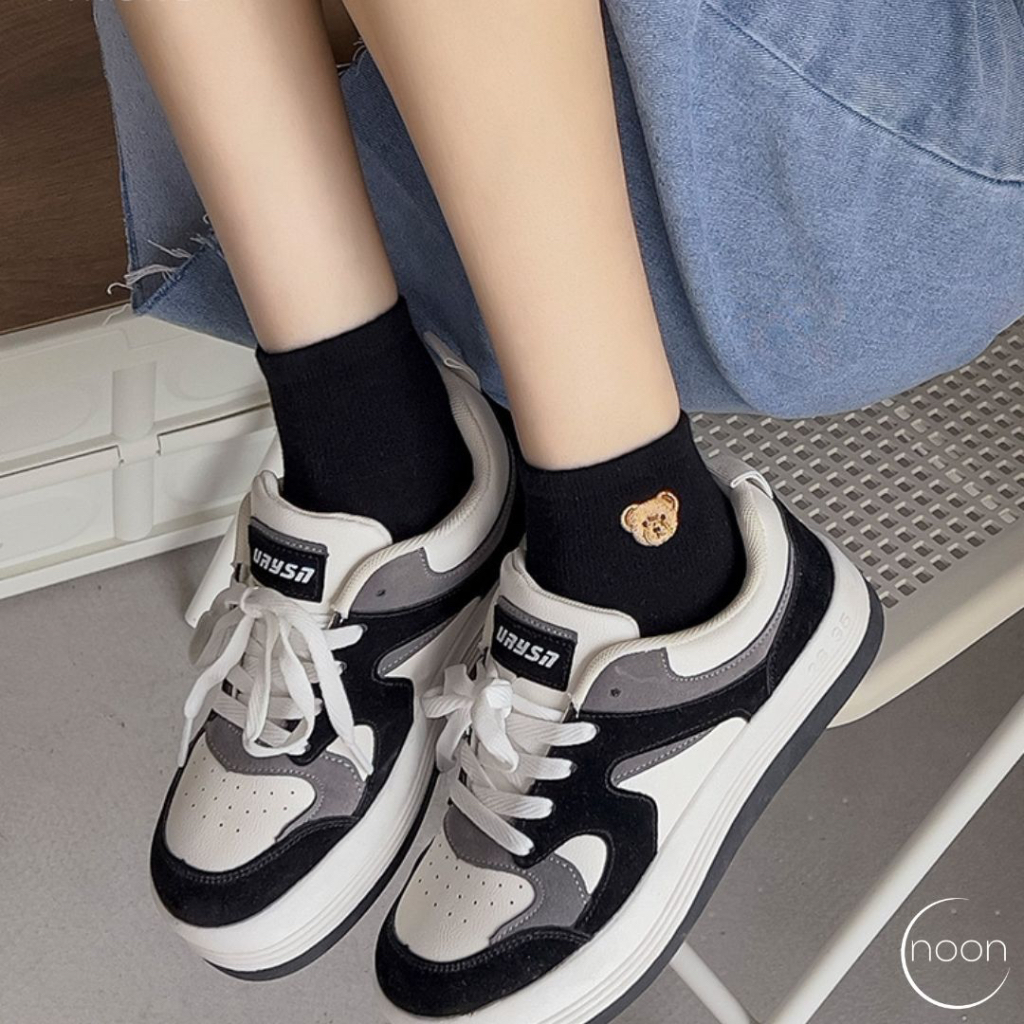 NOON ( Benjamin / 베냐민 ) Kaos Kaki Wanita Korea Dewasa Atas Mata Kaki Motif Lucu Anti Slip Korean Style Hitam Putih Polos Ankle Socks Sneakers Ballet SMA Miniso Pound Kerja Sport Muslimah Kantor Korea Olahraga Perempuan Imut Import Grosir Lusinan Murah