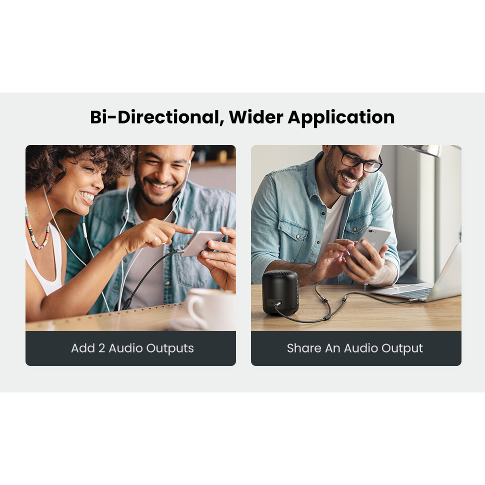 UGREEN Headphone Splitter 3.5Mm Aux Male To Female Earphone Dual Aux