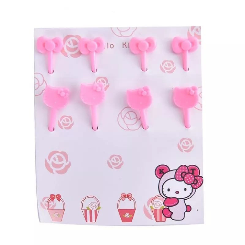 Food Pick FoodPick Food Picks Tusukan Bento Garpu Buah Hello Kitty Red n’ Pink