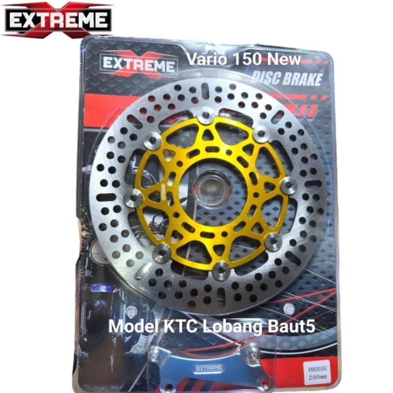 Piringan Disc Cakram Depan Variasi Original Extreme Model Ktc/TDR  260mm+Breket Pnp Motor Vario 125 New CBS Vario150 New CBS Lobang Baut5 Pnp Pluse Breket