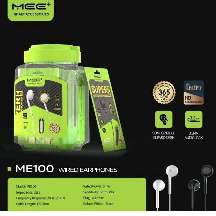 Foomee MEE+ ME100 Super Bass Wired Earphones 3.5mm Audio Jack