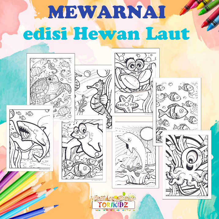 

Kertas Mewarnai Gambar edisi Hewan Laut / Lembar Mewarnai / Coloring Ocean / Kertas Mewarnai Anak