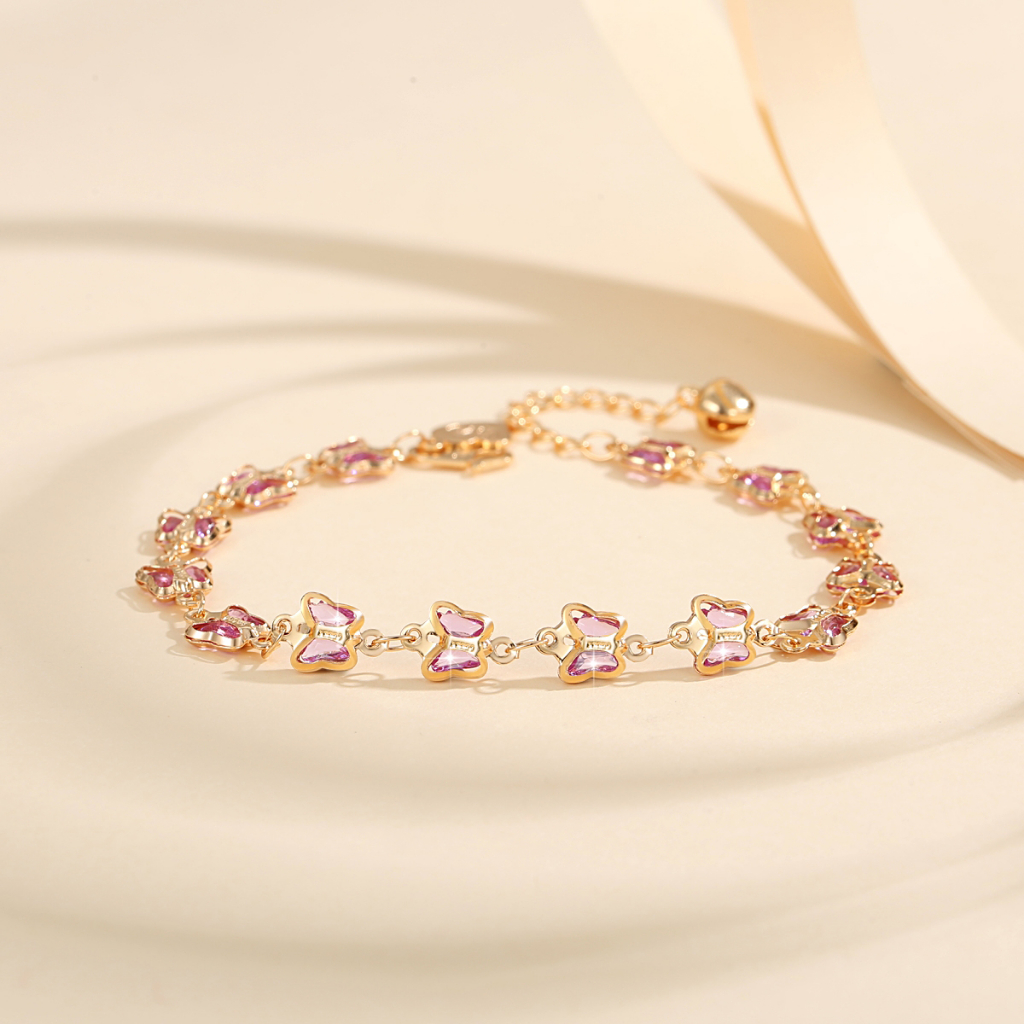 Y142 [COD✔] Gelang Dekorasi Kupu-kupu Mewah Wanita Gelang Rantai Titanium Anti Luntur Bisa Disesuaikan