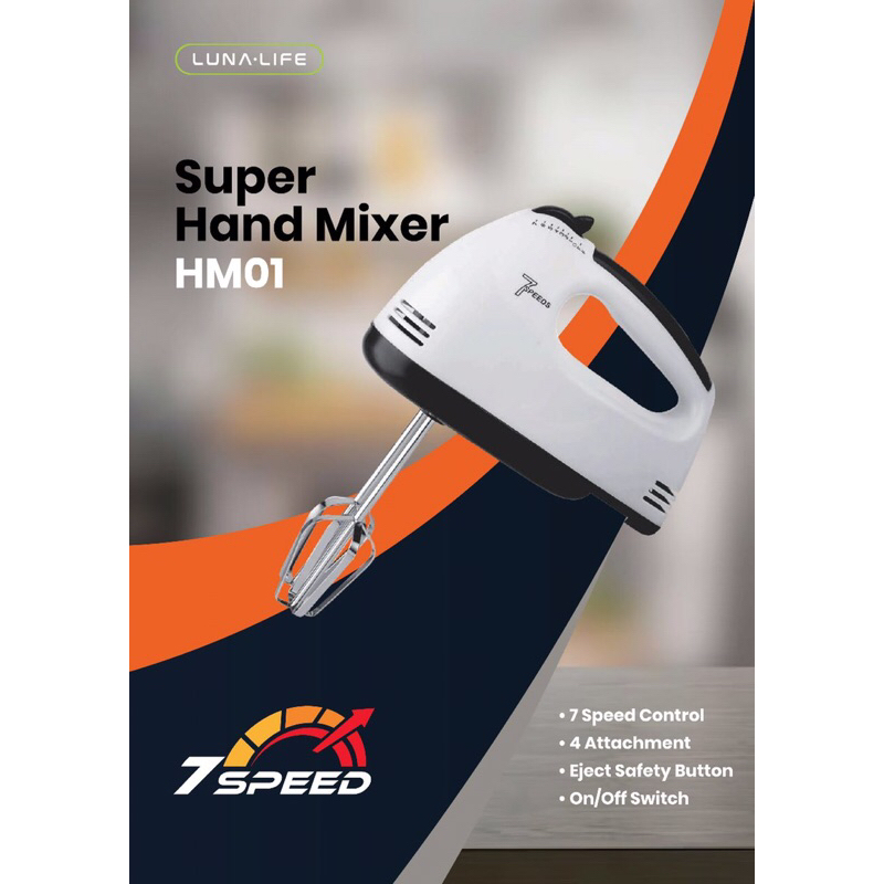 Super Hand Mixer Luna Life Hm-01/Hand Mixer Luna dengan 7kecepatan/