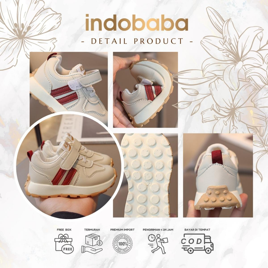 indobaba Sepatu Anak Perempuan Sneakers Anak Import Fashion Usia 1-5 Tahun S163