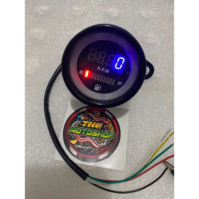 Rpm digital Plus Amper Bensin Led Model Bulat Hitam Indikator Fuel Meter Classic Universal