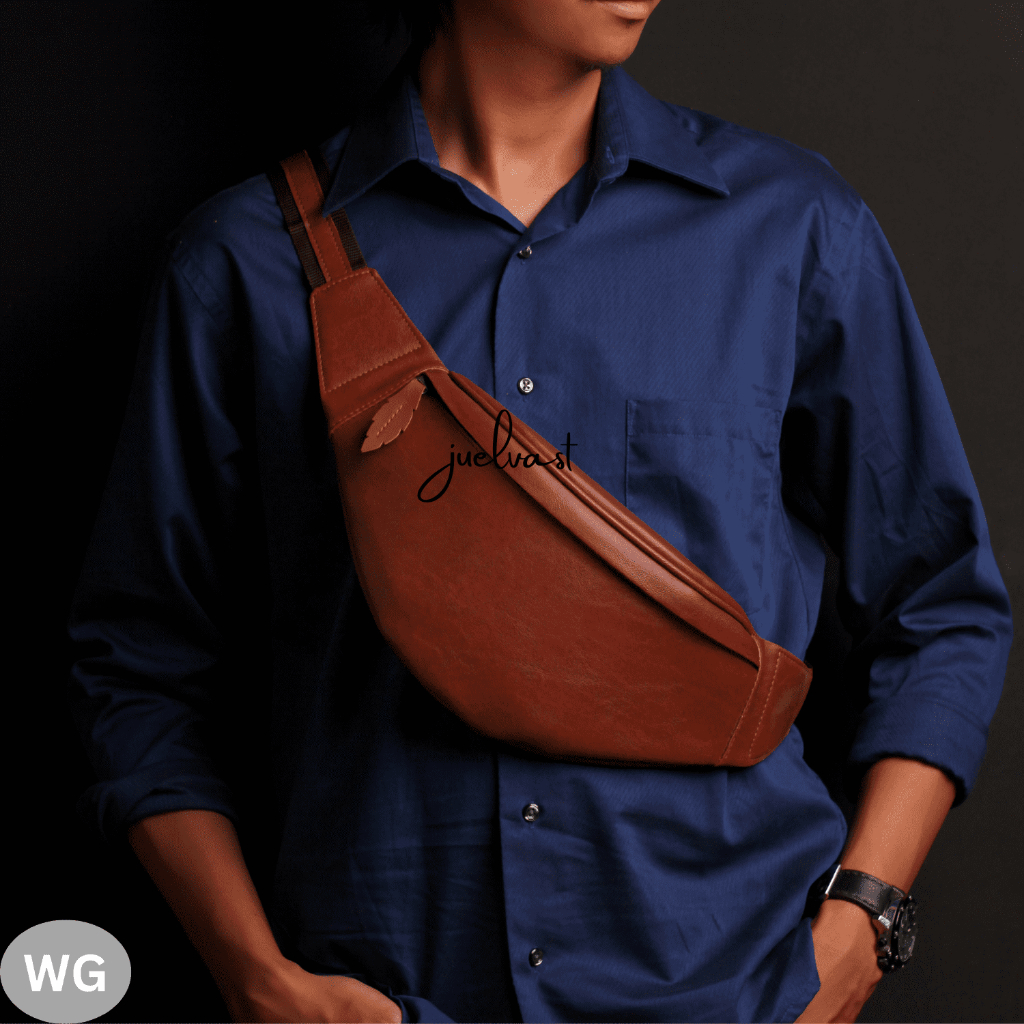 Waistbag Pria Wanita / Tas Selempang Kulit PU Leather / Sling Bag / Tas Bahu