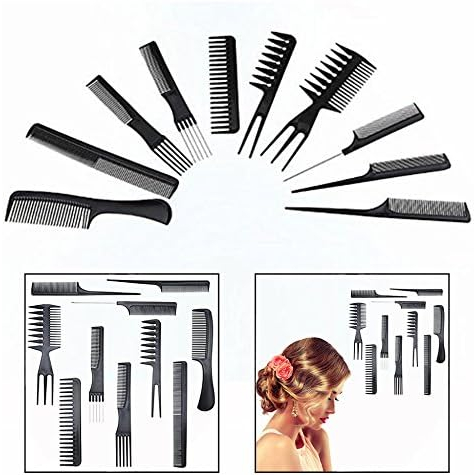 10 pc Sisir Rambut Set Salon Hair Perawatan Alat Kecantikan Set Comb Pria Perempuan Barbershop Barber