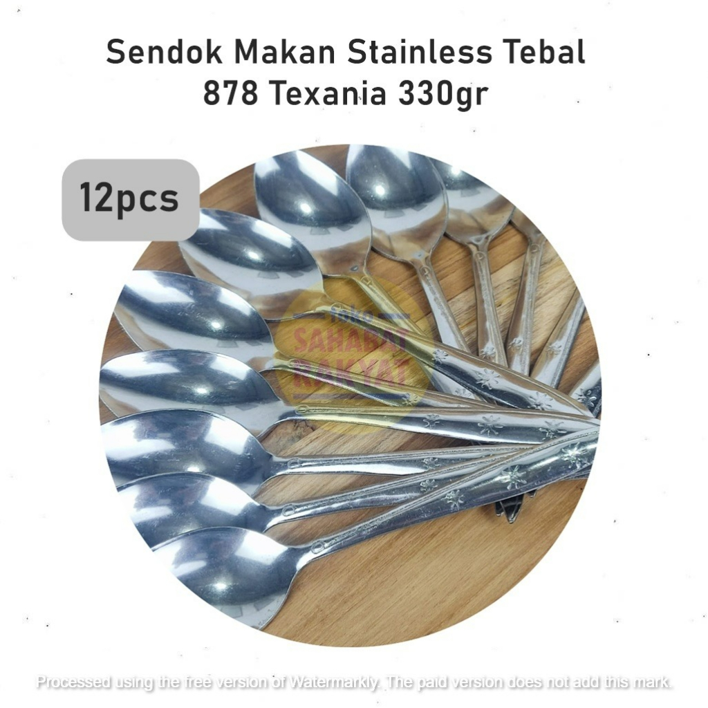 [1 Lusin &amp; 1/2 Lusin] Sendok Makan Stainless Tebal Motif Indoglass 30gr/Texania Tebal 330gr