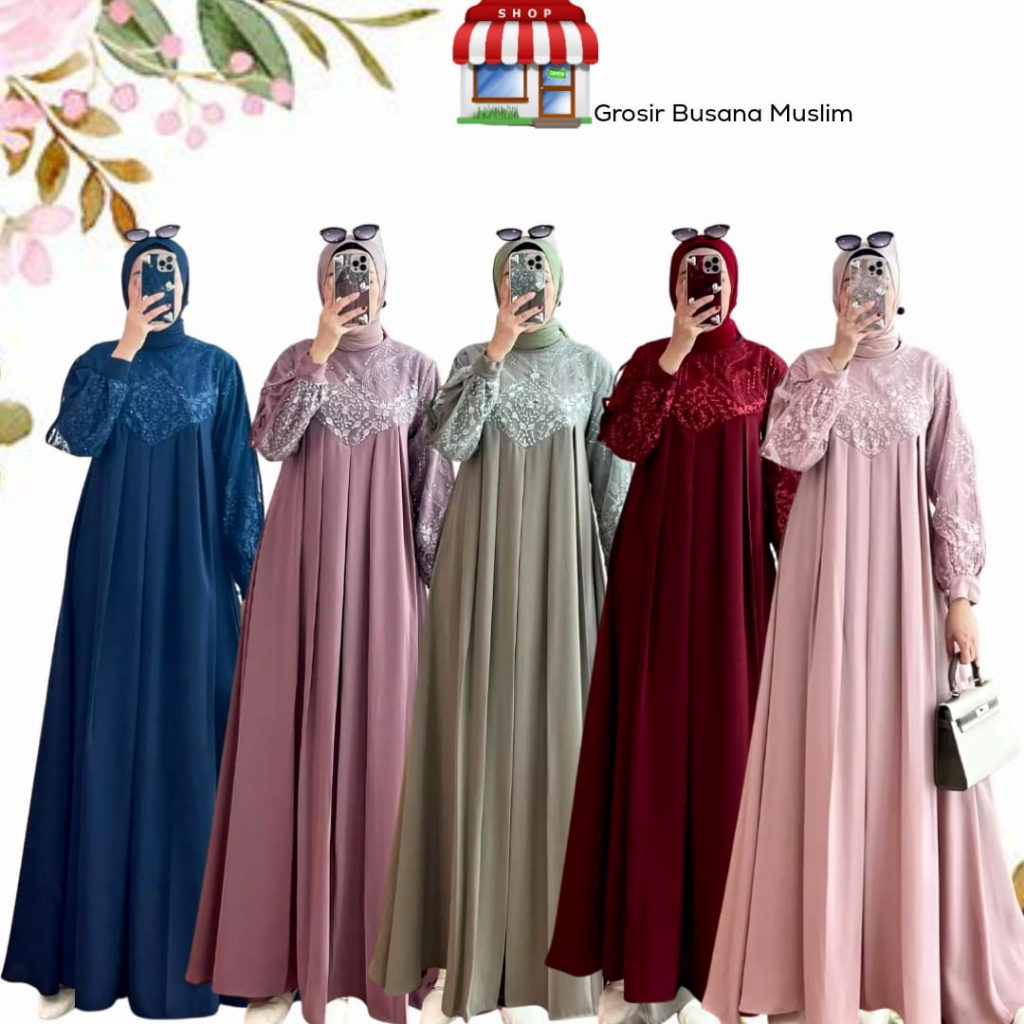 Baju Gamis Dress Kondangan Maryam Tamara Maxy Fashion Wanita Kekinian Gamis Pesta Mewah 2023 Dress Brukat