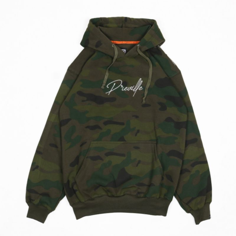 SWEATER HOODIE PREVILLE SUBSCRIPT CAMO ARMY