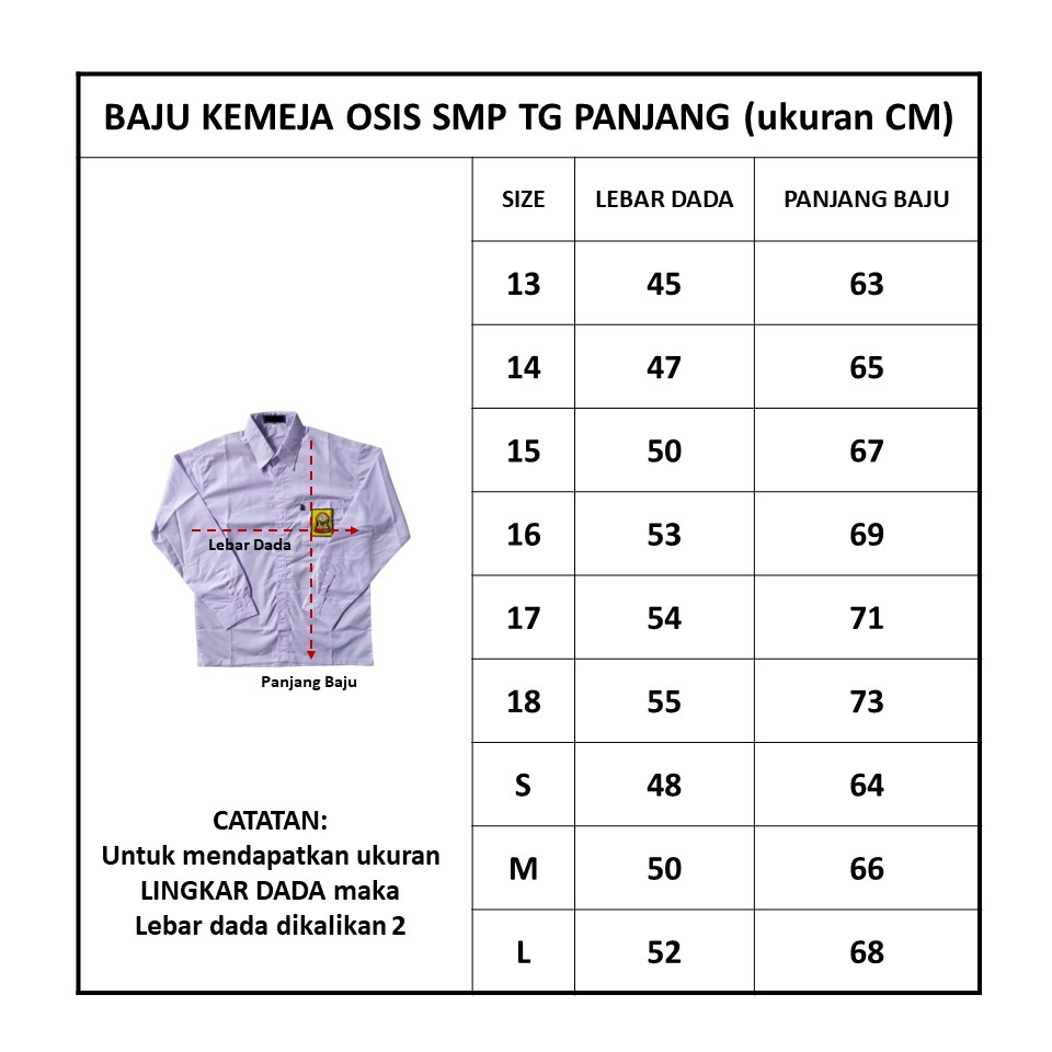 Baju Seragam Sekolah SMP Kemeja Putih Lengan PANJANG