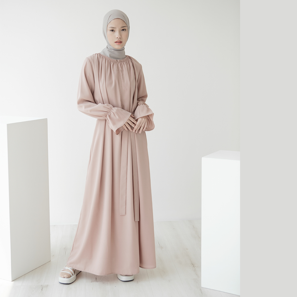 Sena by Aska Label - Dress wanita rayon gamis wanita lengan panjang dan details kerut