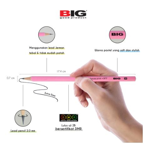 Pensil Tulis Tebal 2B BIG Pastel Satuan Perlengkapan Ujian SD TK SMP SMA Gambar Ulangan Exam Examination Computer Scan Tanpa Merk Kereng Kids School Peralatan Tulis Stationery Kertas Berkualitas Sekolah Menulis Polos Alat Murah Termurah Grosir Prakarya