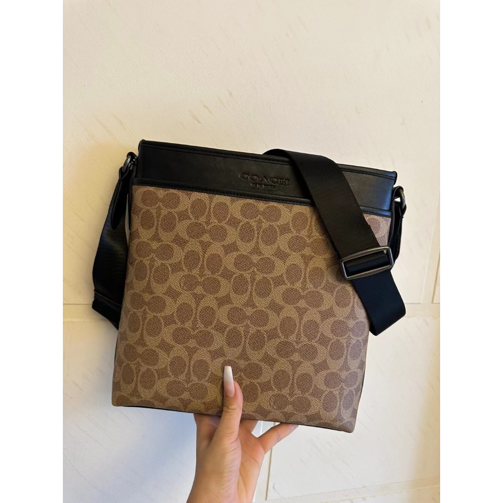 Coach original  110 CC111 men's classic logo canvas GOTHAM slim messenger bag shoulder bag Messenger bag  111