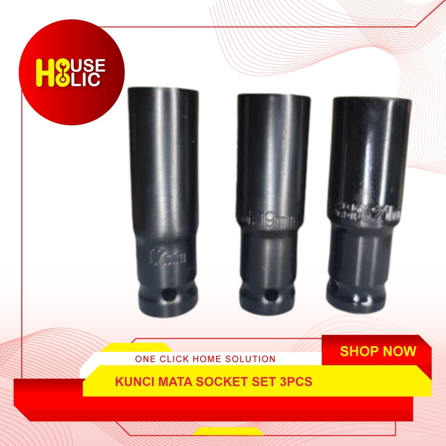 Kunci Mata Sok Socket Impact DR 1/2&quot; Set 3 Pcs 17 19 21 MM