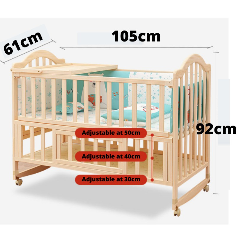 Multifunctional Baby Extendable Storage Cradle Crib Bed Toddler