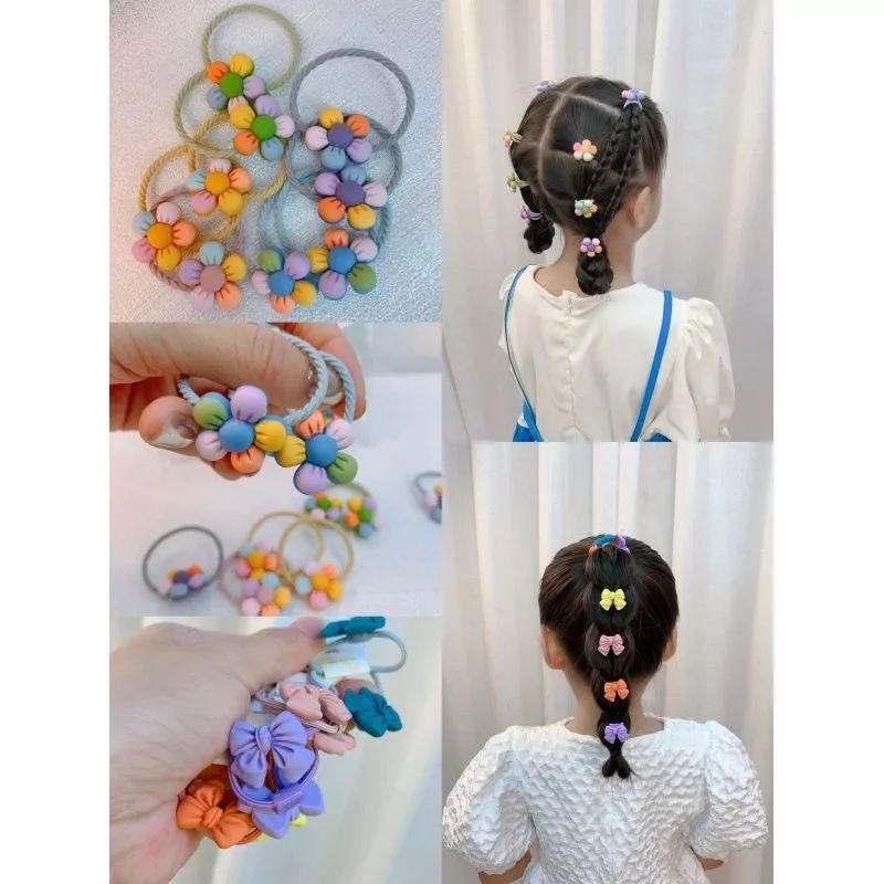 2 pcs Ikat Rambut Anak Korea Karakter 3D Lucu / Karet Rambut Anak