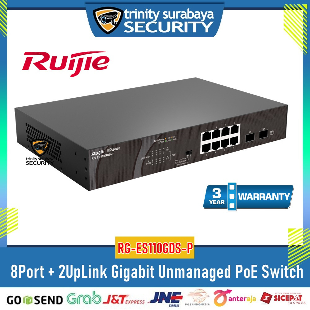 RUIJIE 8Port + 2UpLink Gigabit Unmanaged PoE Switch Trinity