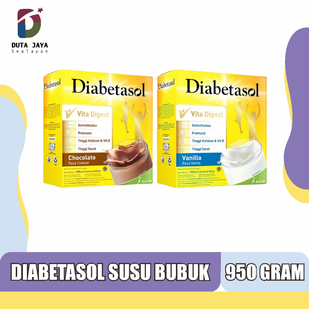 Diabetasol Susu Nutrisi Diabetes 1 KG Vanilla, Chocolate 950 Gram