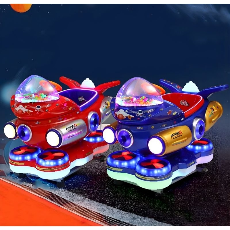 Space Ship 3D Kiddie Ride Odong odong Koin Terbaru New Impor Mainan Anak Sistem Koin