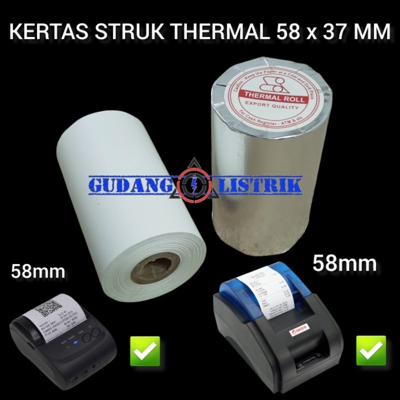 

Receipt Kertas Thermal Struk 58 x 37mm Printer Bluetooth 58mm